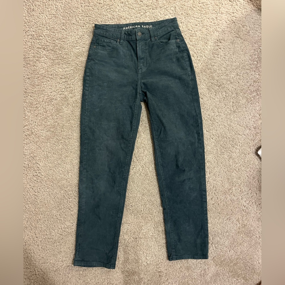 American Eagle Green Corduroy Mom Jeans
